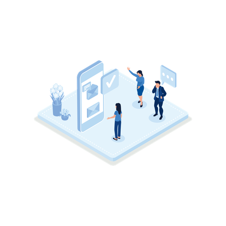Employees are doing email promotion  Illustration