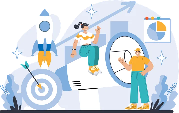 Employees are doing product launch  Illustration