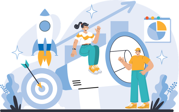 Employees are doing product launch  Illustration