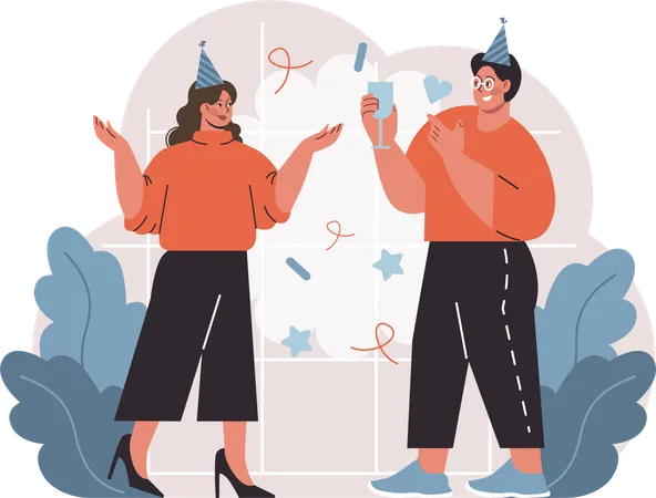 Employees are enjoying at business party  Illustration