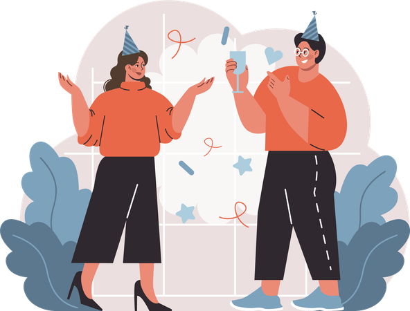 Employees are enjoying party  Illustration