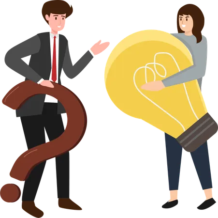 A Businessman Gives A Light Bulb To A Colleague Who Is Running Out Of Ideas And Wondering What To Do Next Illustration