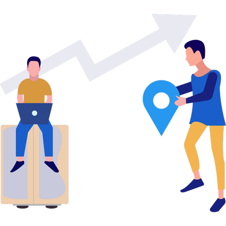 Employees are finding business trip location  Illustration