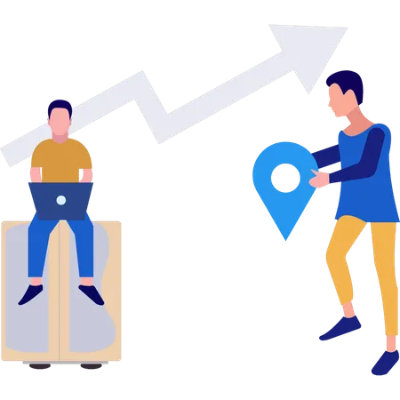 Employees are finding business trip location  Illustration