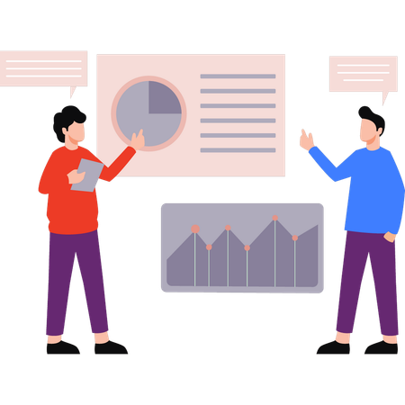 Employees are investigating profit data  Illustration