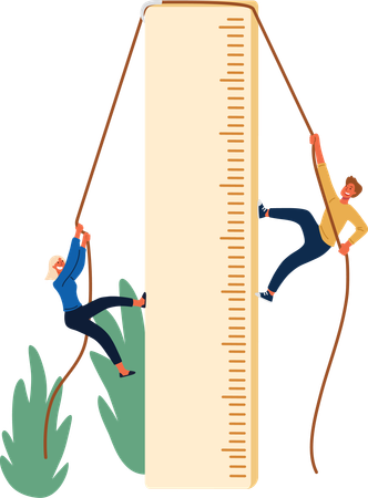 Employees are measuring their skills  Illustration