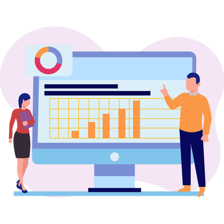 Employees are presenting business graph  Illustration