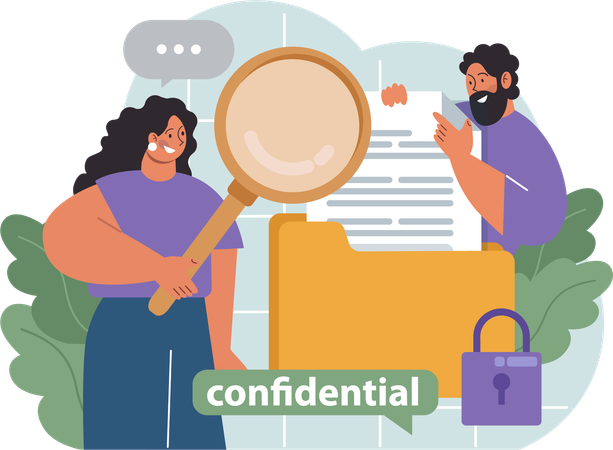 Employees are searching for confidential data  Illustration