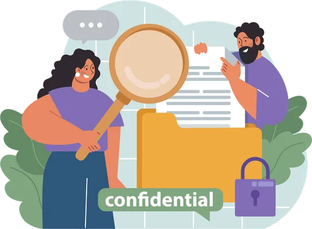 Employees are searching for confidential data  Illustration