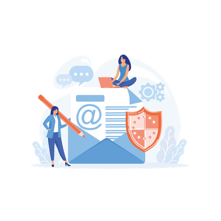 Employees are securing business data  Illustration