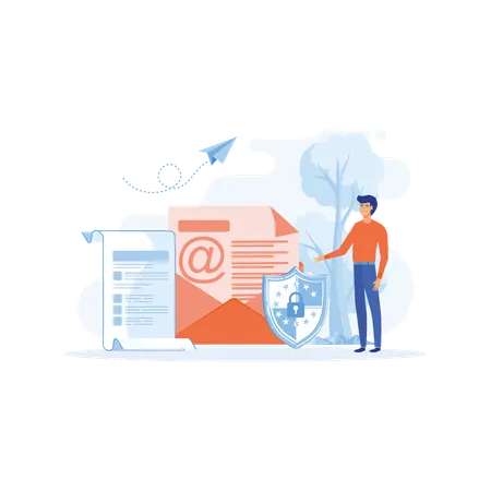 Employees are securing emails  Illustration