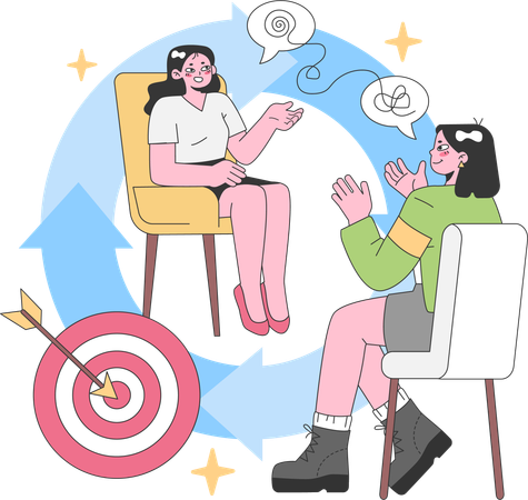 Employees are talking about business goals  Illustration