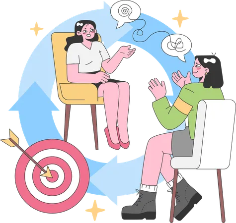 Employees are talking about business goals  Illustration