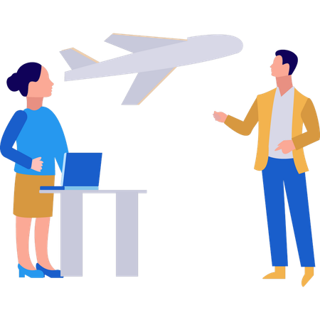 Employees are talking about business trip  Illustration