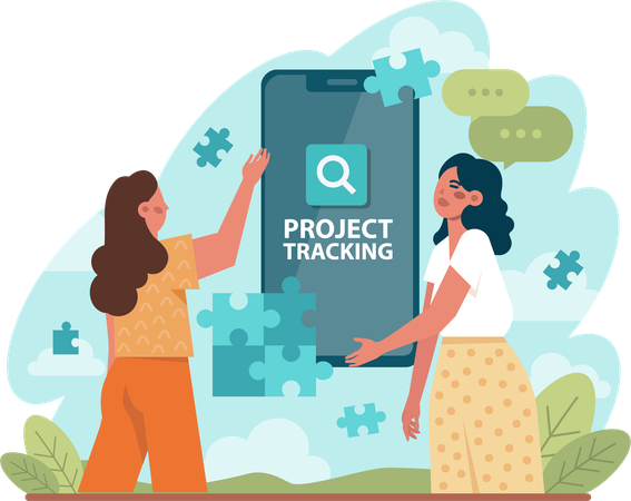 Employees are tracking online projects  Illustration