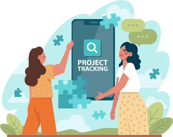 Employees are tracking online projects  Illustration