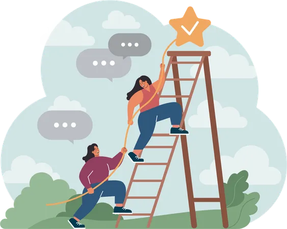 Employees are trying to achieve business goal  Illustration