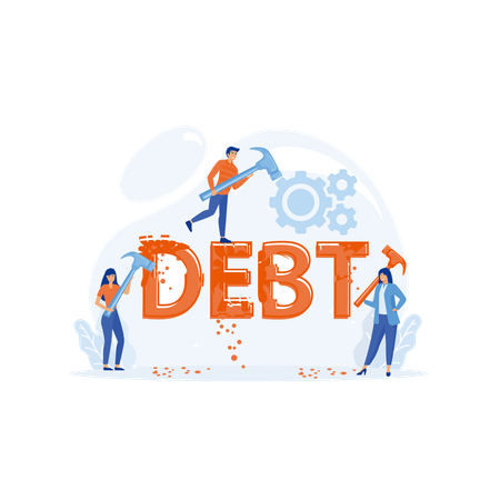 Employees are trying to bring company out of debts  Illustration