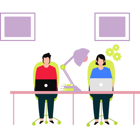 Employees are working at workplace  Illustration