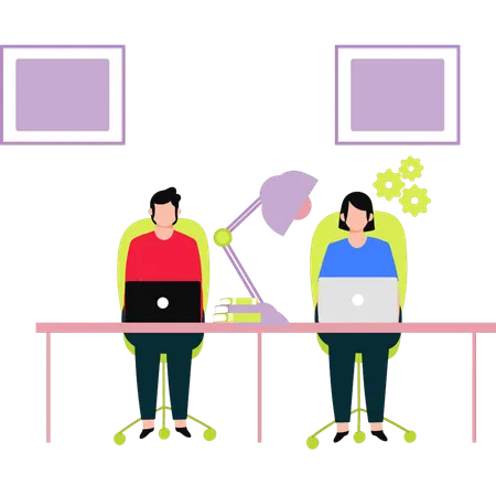 Employees are working at workplace  Illustration