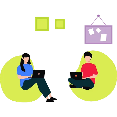 Employees are working from home  Illustration