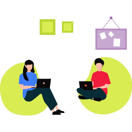 Employees are working from home  Illustration