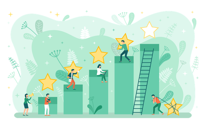 Employees are working hard to achieve goals  Illustration