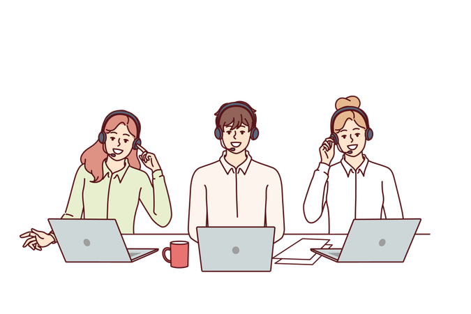 Employees are working in call center  Illustration