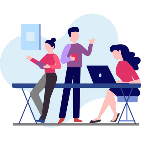Employees are working in the office  Illustration