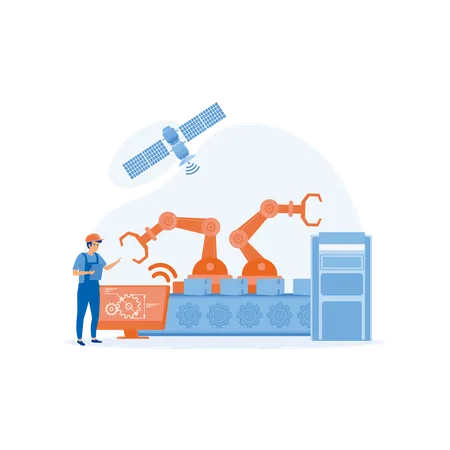 Employees are working on construction site  Illustration