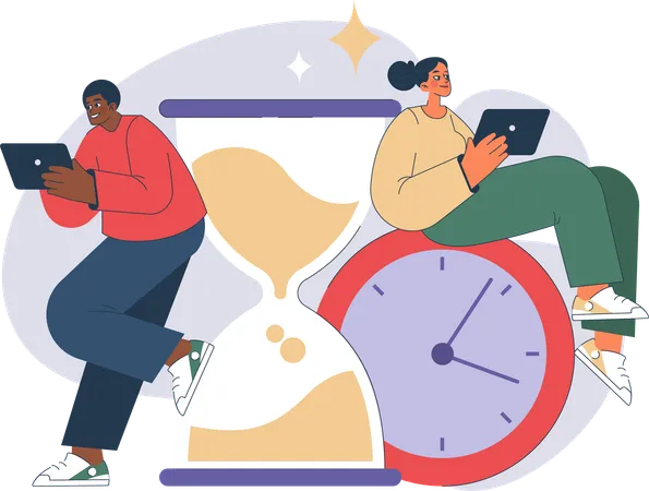 Employees are working with business deadlines  Illustration