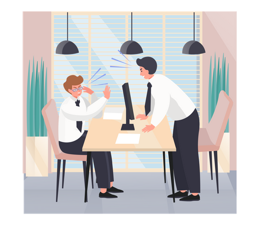 Employees Arguing Over Project Work  Illustration