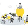 working at coworking space illustrations