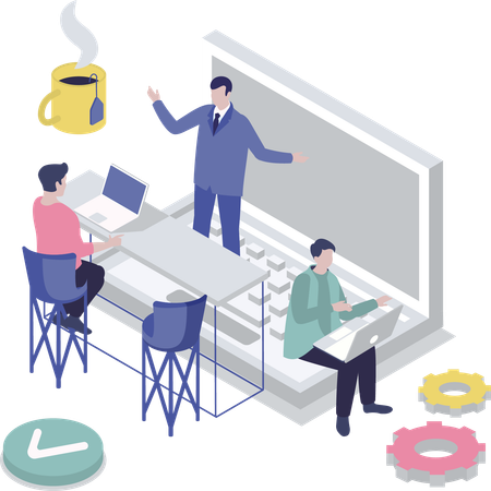 Employees attend meeting  Illustration