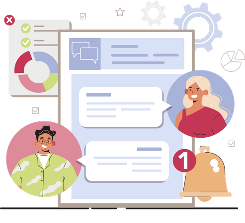 Employees attend online meeting  Illustration
