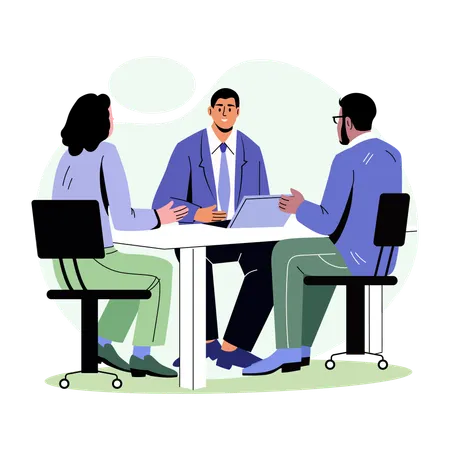 Employees attending Client meeting  Illustration