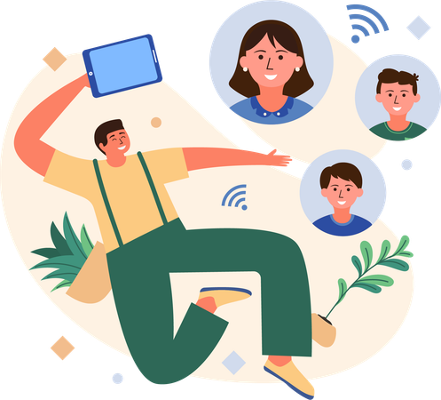 Employees attending Online Meeting  Illustration