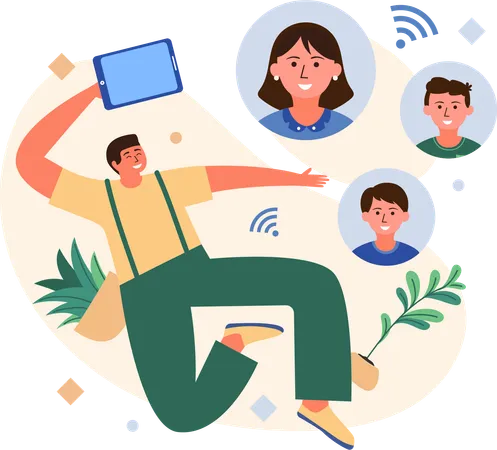 Employees attending Online Meeting  Illustration