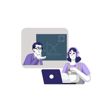 Employees attending online meeting  Illustration