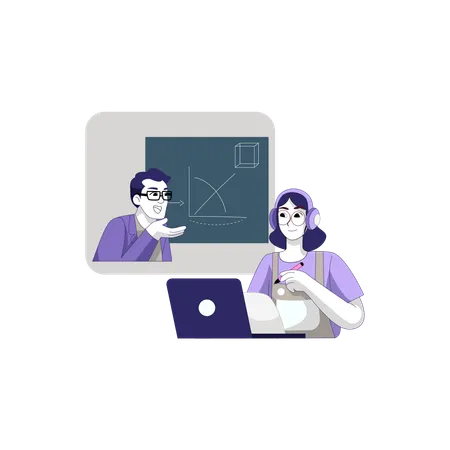 Employees attending online meeting  Illustration