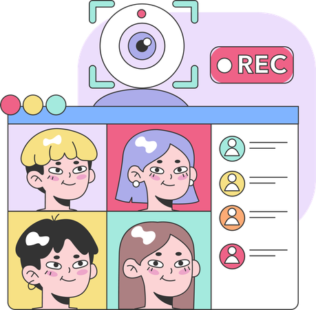 Employees attending video call  Illustration