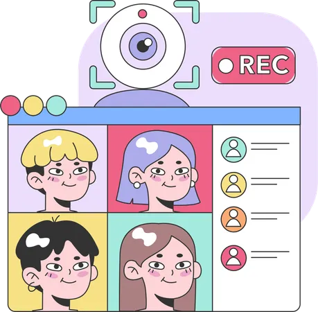 Employees attending video call  イラスト