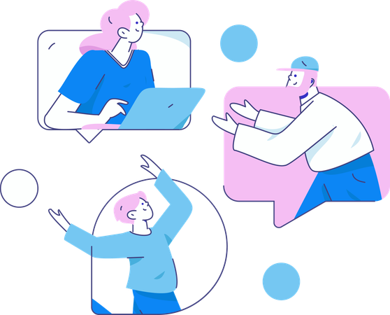 Employees attending virtual meeting  Illustration