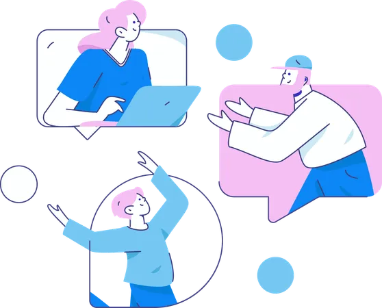 Employees attending virtual meeting  Illustration