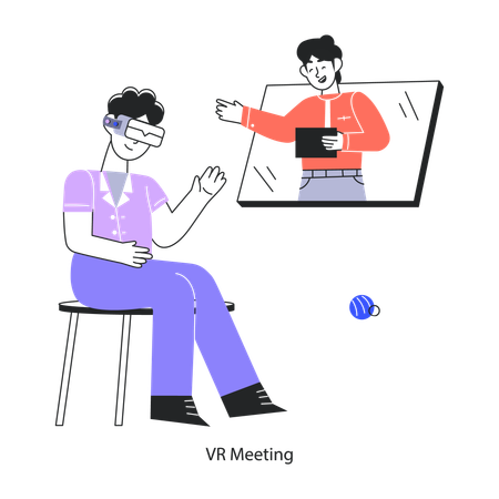 Employees Attending Vr Meeting  Illustration