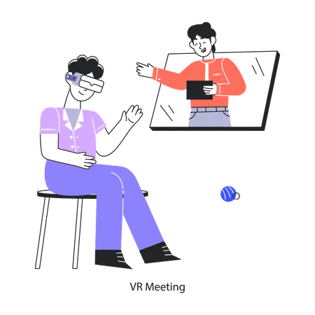 Employees Attending Vr Meeting  Illustration