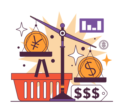 Employees calculating annual GDP  Illustration