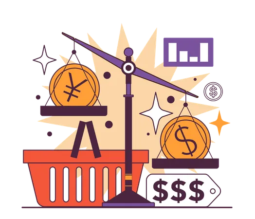 Employees calculating annual GDP  Illustration