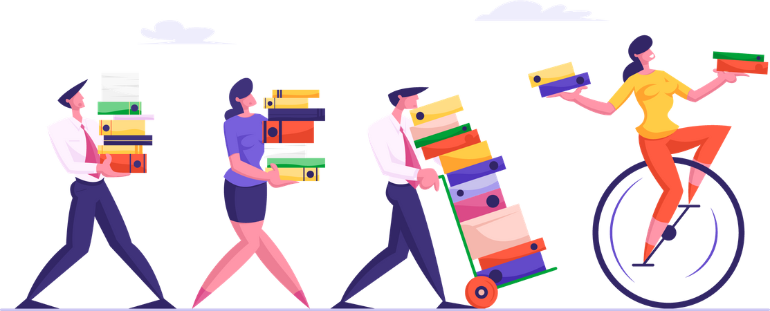 Employees carrying workload after holidays  Illustration