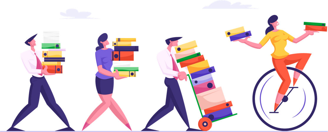 Employees carrying workload after holidays  イラスト